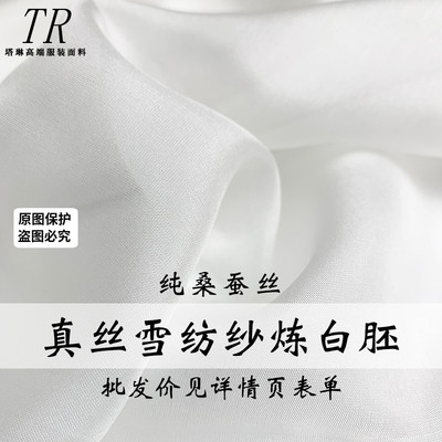真丝雪纺纱桑蚕丝白胚汉服布料