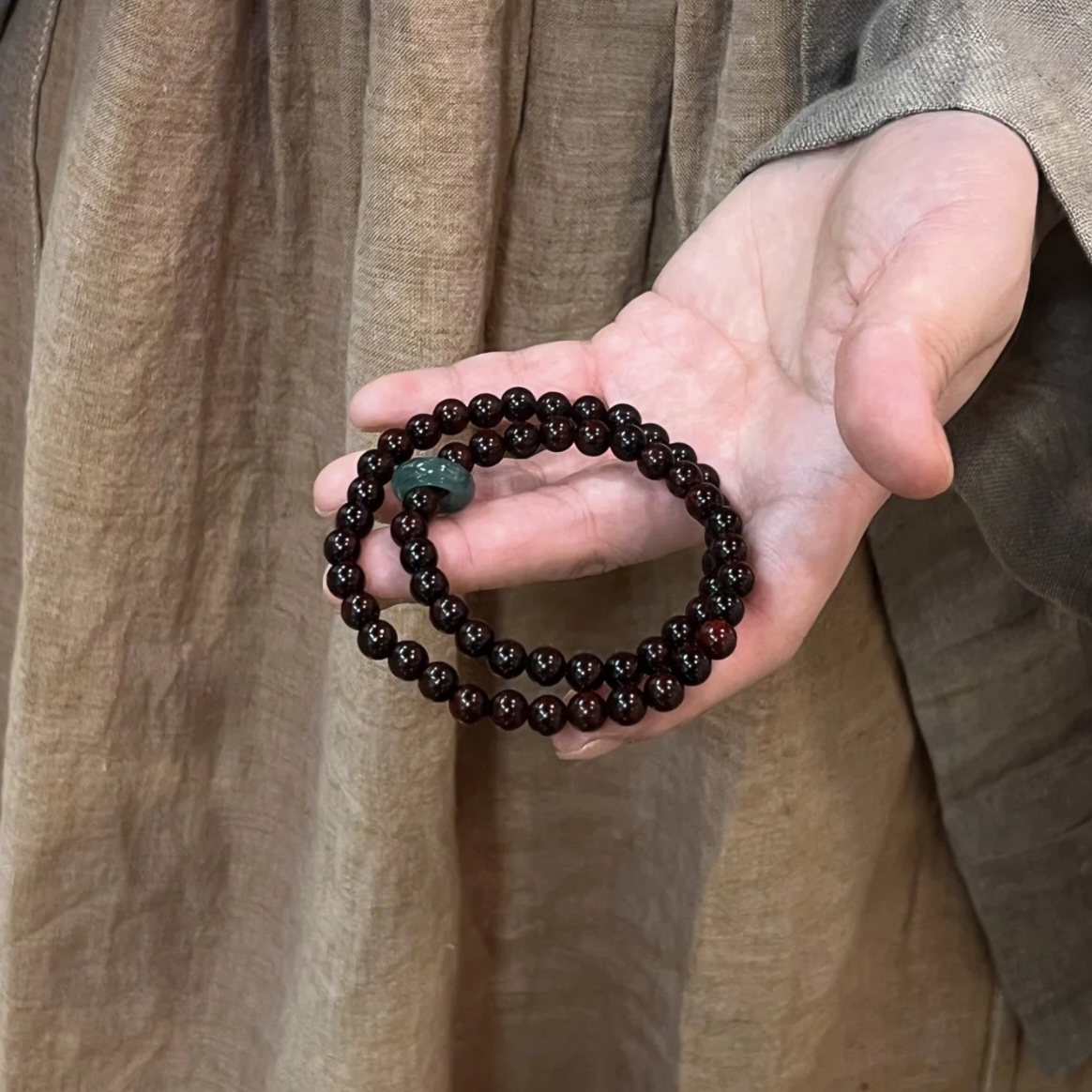 天然印度小叶紫檀搭配蓝水双圈款手串男女生木质紫檀文玩佛珠手链