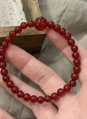 天然红玛瑙手串女款单圈本命年转运珠手链送女友闺蜜礼物新年礼物