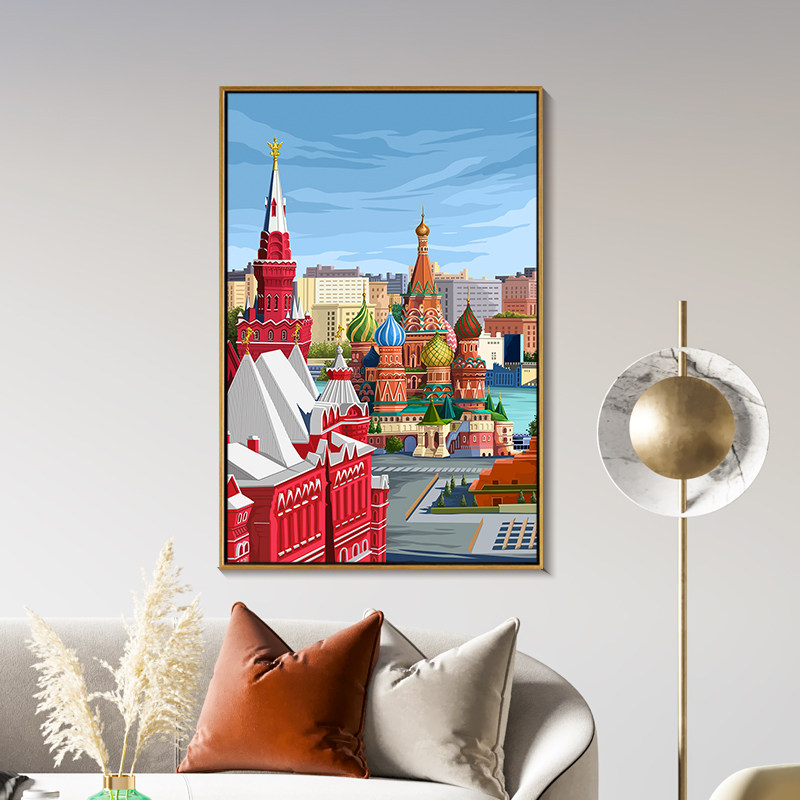 花簇diy数字油画俄罗斯风情景物油彩画外国风景装饰画手工绘画