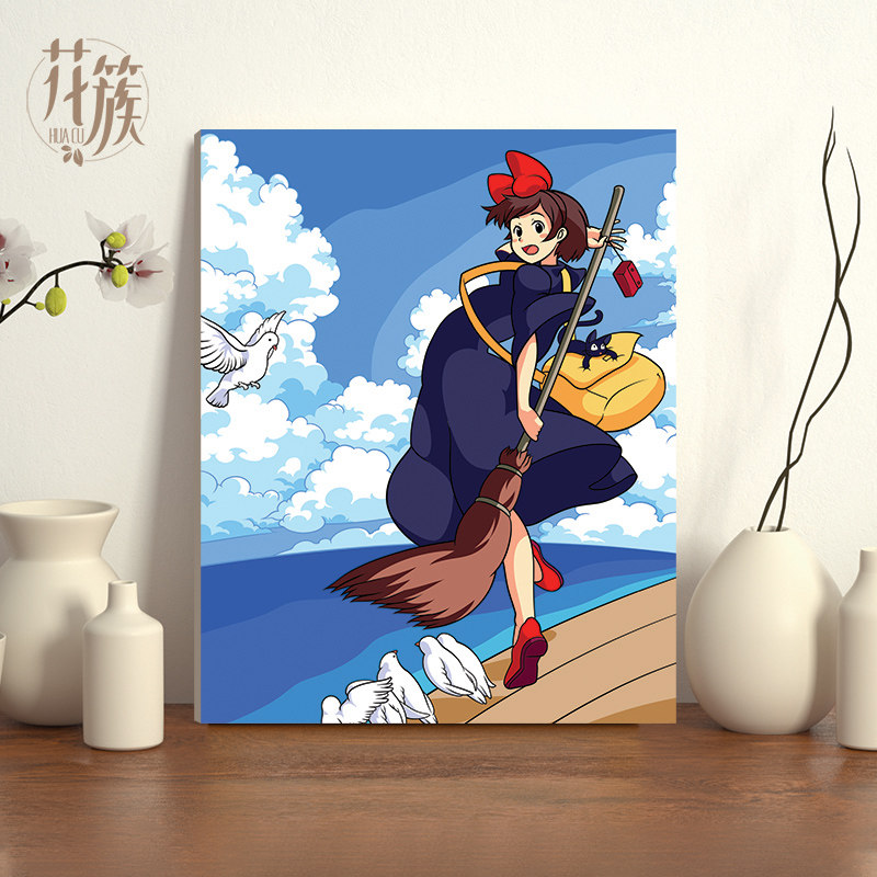 数字油画diy填充油彩画定制填色涂色卡通动漫宫崎骏天空之城人物9