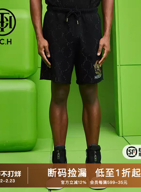 TCH潮牌短裤烫钻豹子头字母2025秋季新款新男女五分裤T69A216050