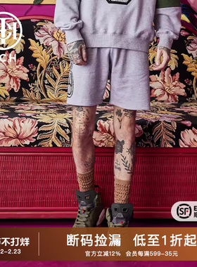 TCH潮牌小熊烫钻短裤2025秋季新款灰色休闲裤子女T66A216105