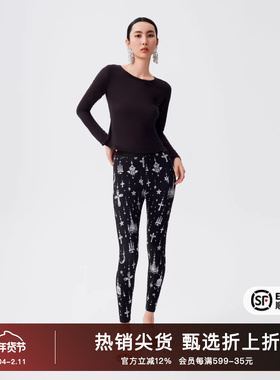 TCH2025秋季新款烫钻十字架打底裤修身显瘦外穿长裤女T72C236005
