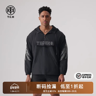 TCH宽松烫钻图案经典羽翼连帽卫衣2025春秋新款小众款T72A126022