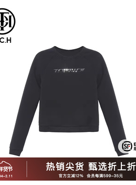 TCH烫钻时尚休闲小众设计感圆领衫女2025秋季新款显瘦T69C116042