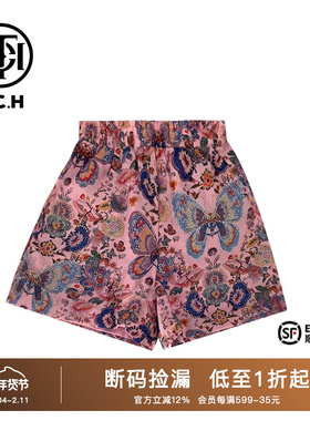 TCH潮牌2024新中式系列重工蝴蝶烫钻短裤T72B21E6032