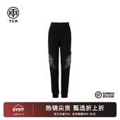 2025春夏新款 TCH烫钻运动美式 街头风束脚裤 休闲宽松T75A20B9054
