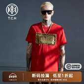 T.C.H T66A108021 男女商场同款 轻奢潮牌大C短袖 T恤烫钻链条秋季