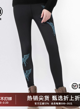 TCH慵懒风烫钻时尚淑女显瘦设计感黑色打底裤秋冬新款T75D23E1001