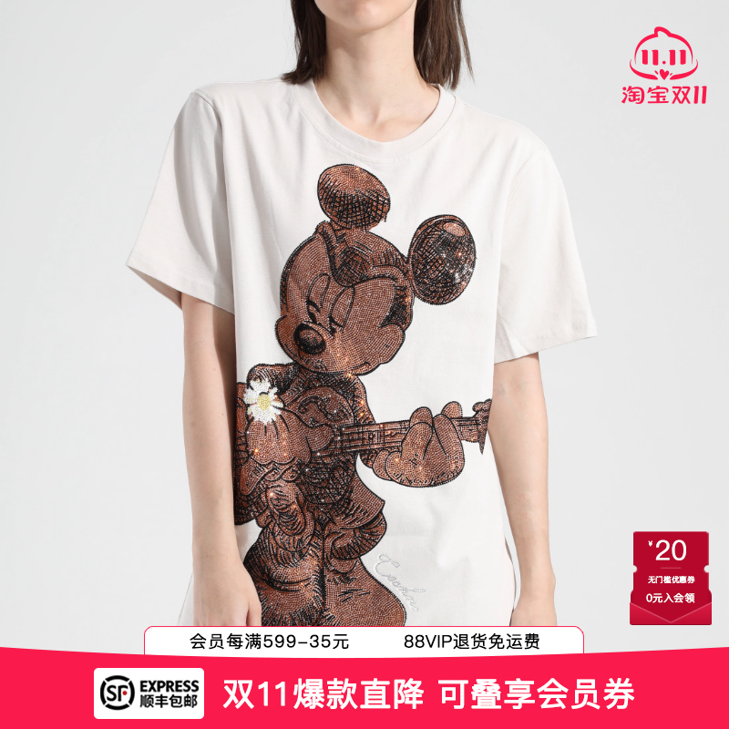灰色小众卡通烫钻T恤设计感