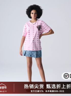 TCH轻奢2025夏季新款烫钻满印字母时尚百搭牛仔半裙T72B228005