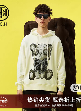 TCH领结小熊烫钻时尚设计感帽衫卫衣2025秋冬新款小众T66D126023