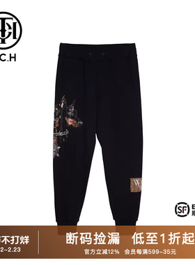 TCH潮牌大C杜宾犬绣标黑色休闲长裤商场同款T213206049