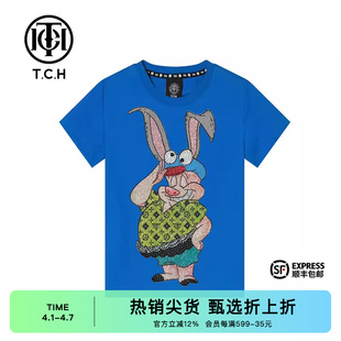 TCH潮牌童装 新款 男女短袖 T69A10601K T恤烫钻长耳猪2025秋季