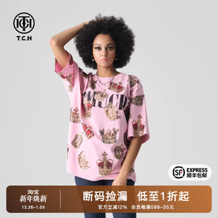 T恤男女同款 TCH潮牌2025夏季 宽松短袖 烫钻个性 T72B106012 新款