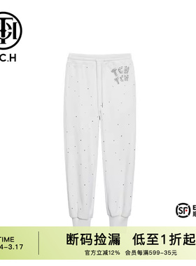TCH潮牌休闲长裤烫钻字母2025秋夏新款男女运动裤T69B206005
