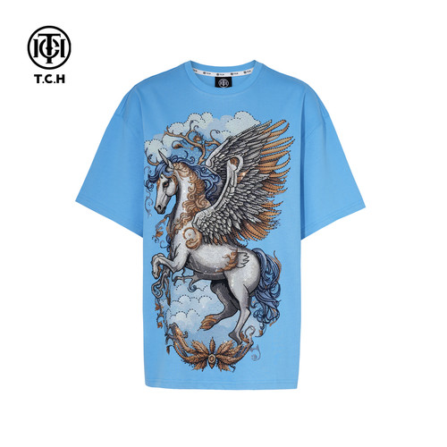 TCH私服烫钻工艺时尚休闲百搭气质重工T恤女T75C10E9005轻奢tch