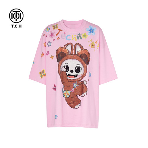 TCH私服烫钻工艺时尚休闲百搭气质重工T恤女T75C10E9036轻奢tch