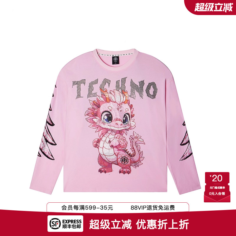 新款烫钻宽松休闲套头长袖T恤