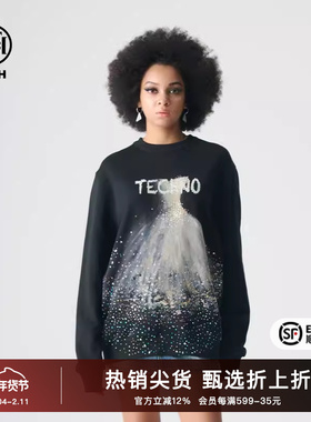 TCH潮牌轻奢2025秋季新款新烫钻时尚婚纱图案休闲卫衣T72A116002