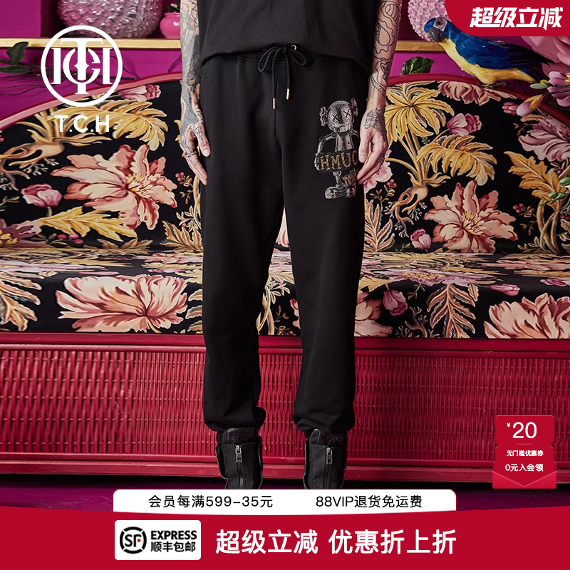 玩偶熊字母烫金钻个性休闲裤