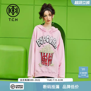 TCH輕奢潮牌衛(wèi)衣連帽燙鉆新款 男女寬松套頭上衣T69B126003