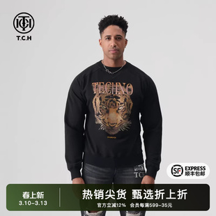 TCH潮牌轻奢2026春秋新款烫钻圆领衫卫衣男女同款T72A116078