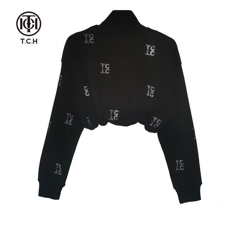 字母烫钻秋短款设计感高端卫衣