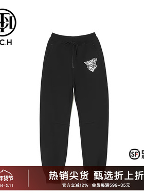 TCH狼头烫钻简约休闲束脚长裤2025春秋新款个性设计感T66A208127