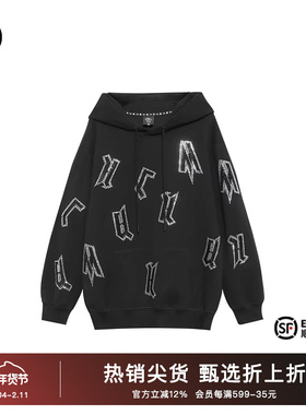 TCH烫钻时尚个性宽松设计感连帽卫衣2025春秋新款小众T69A126023