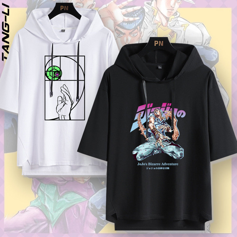 JOJO的奇妙冒险周边飙马野郎同款cos连帽短袖男女T恤薄款宽松半袖
