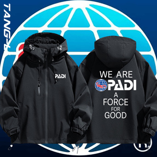 PADI潜水教练世界潜联爱好者定制图案工装冲锋衣夹克外套春秋衣服
