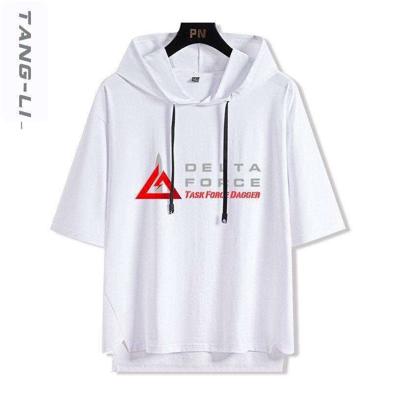 三角洲游戏行动周边连帽短袖t恤夏季学生五分半截袖二次元衣服男