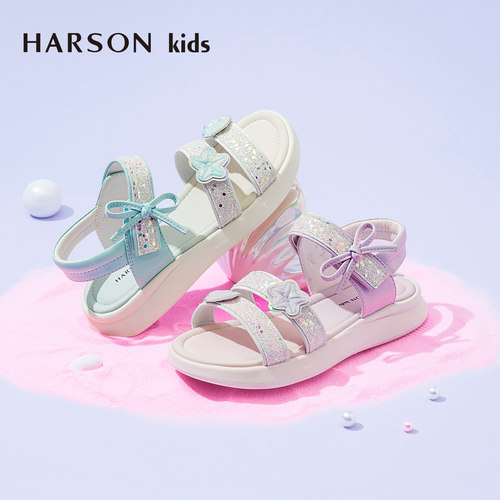 HARSONkids女童夏季蝴蝶结凉鞋