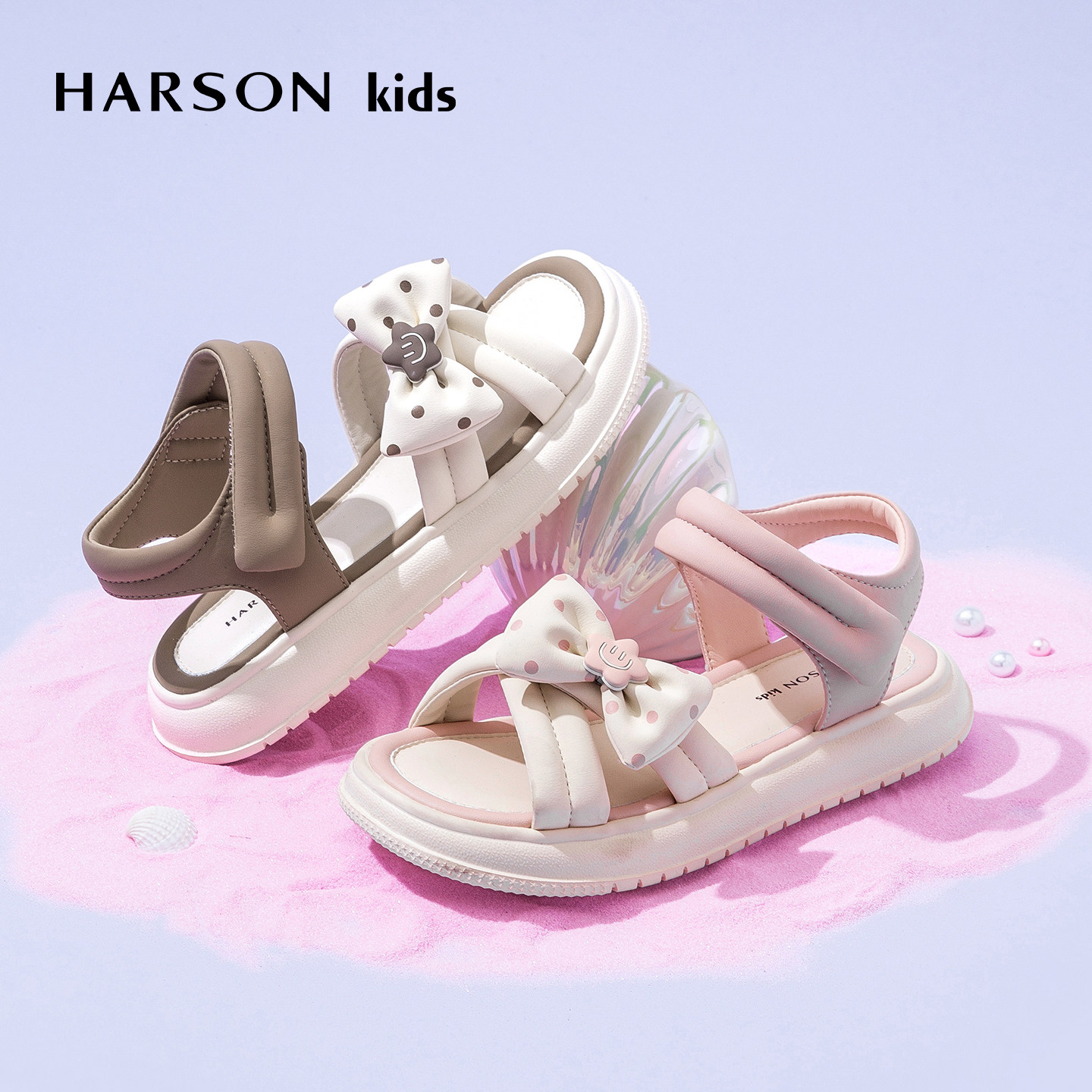 HARSONkids女童厚底蝴蝶结凉鞋