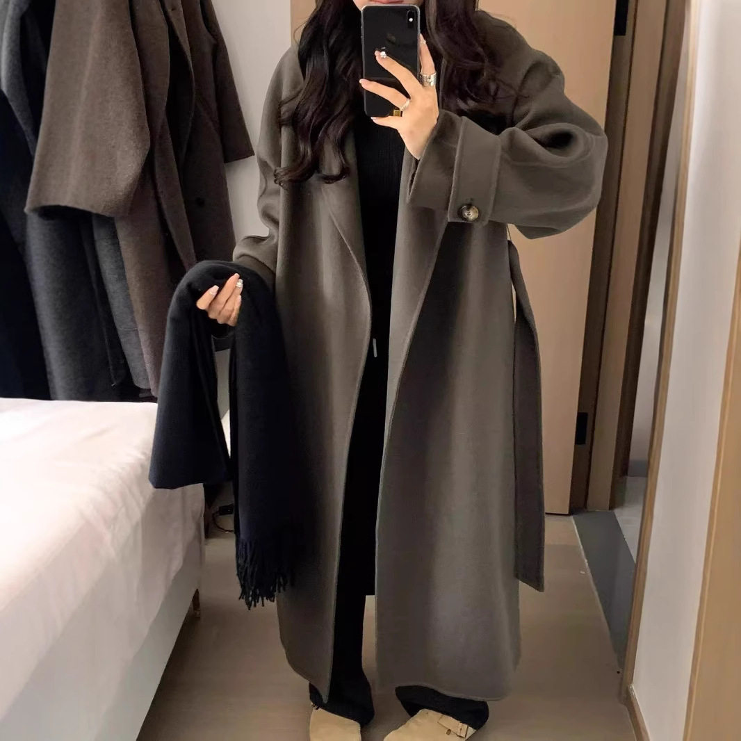 黑色呢子大衣女2026秋冬