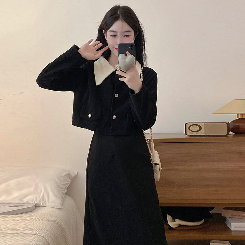 大码女装遮肚子修身法式
