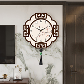 中国风挂钟客厅家用钟表免打孔装 饰画静音创意时钟挂墙万年历挂表