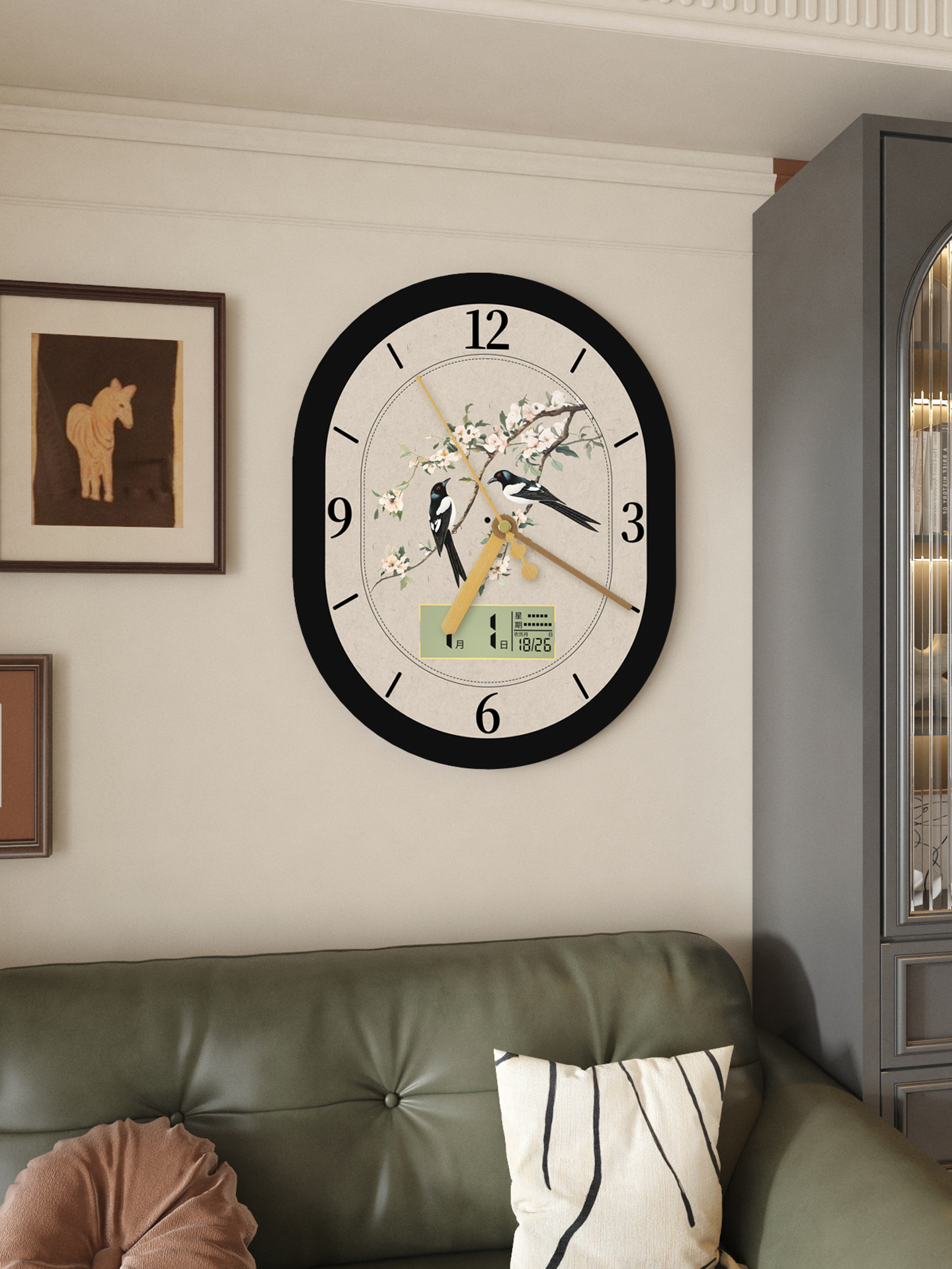 新款客厅挂钟家用创意简约大气时钟挂墙艺术石英钟摇摆万年历挂表
