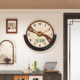 奶油风中古钟表挂钟现代简约客厅新款 创意静音家用高级感挂墙时钟