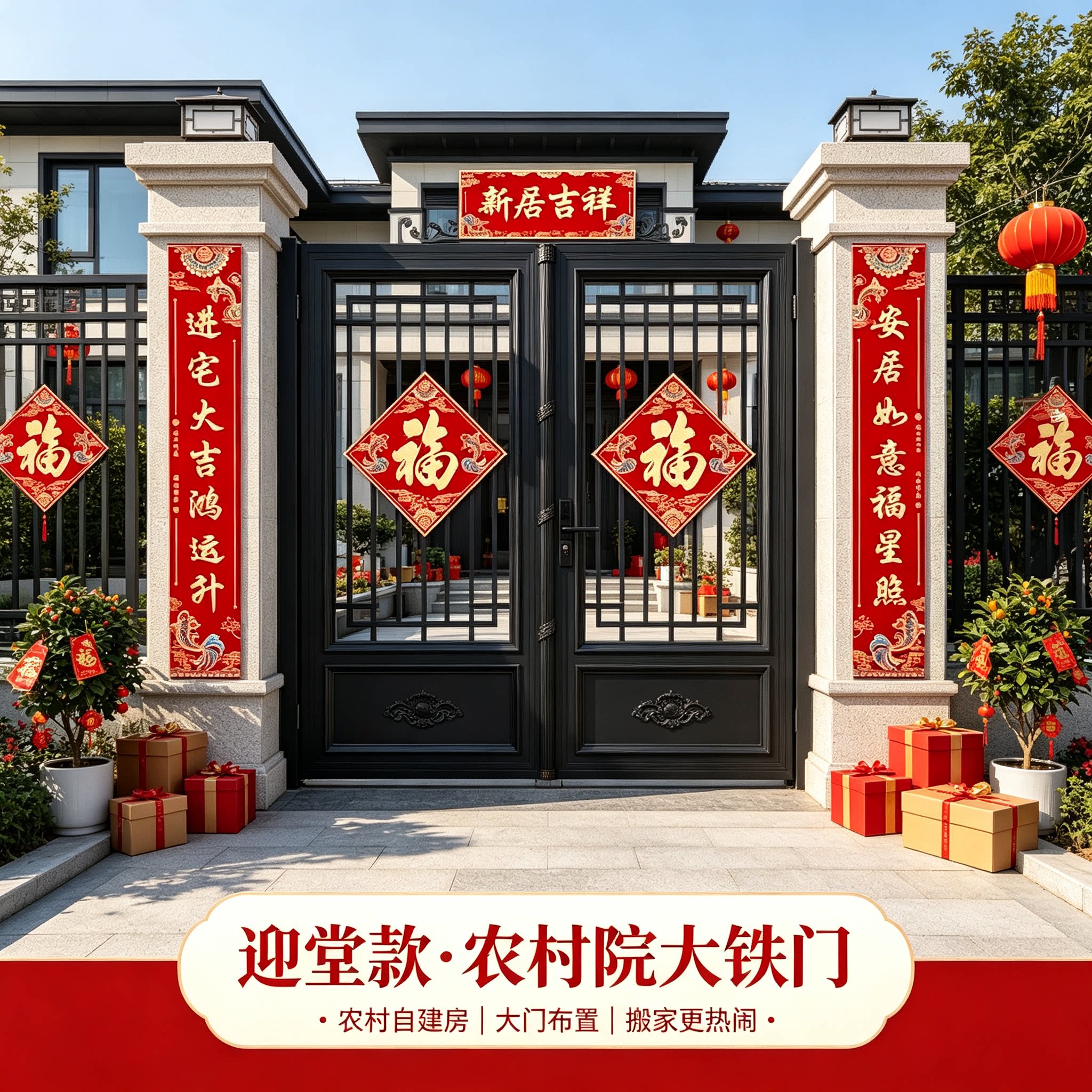 对联乔迁新居农村自建房门上贴1.6米实用型搬新家仪式布置用品