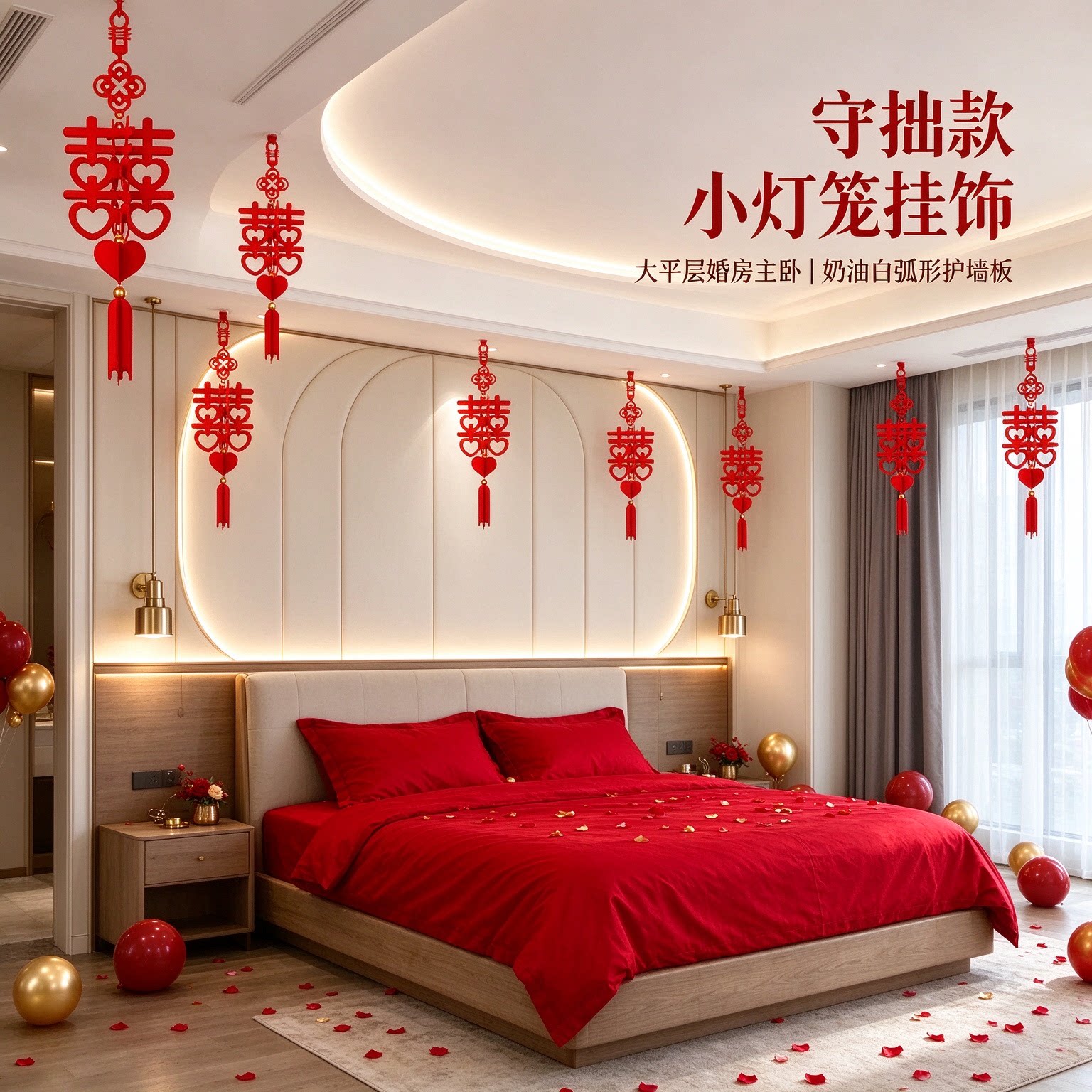 小灯笼挂饰婚房布置结婚装饰新房婚庆用品喜事婚礼简单自己家用