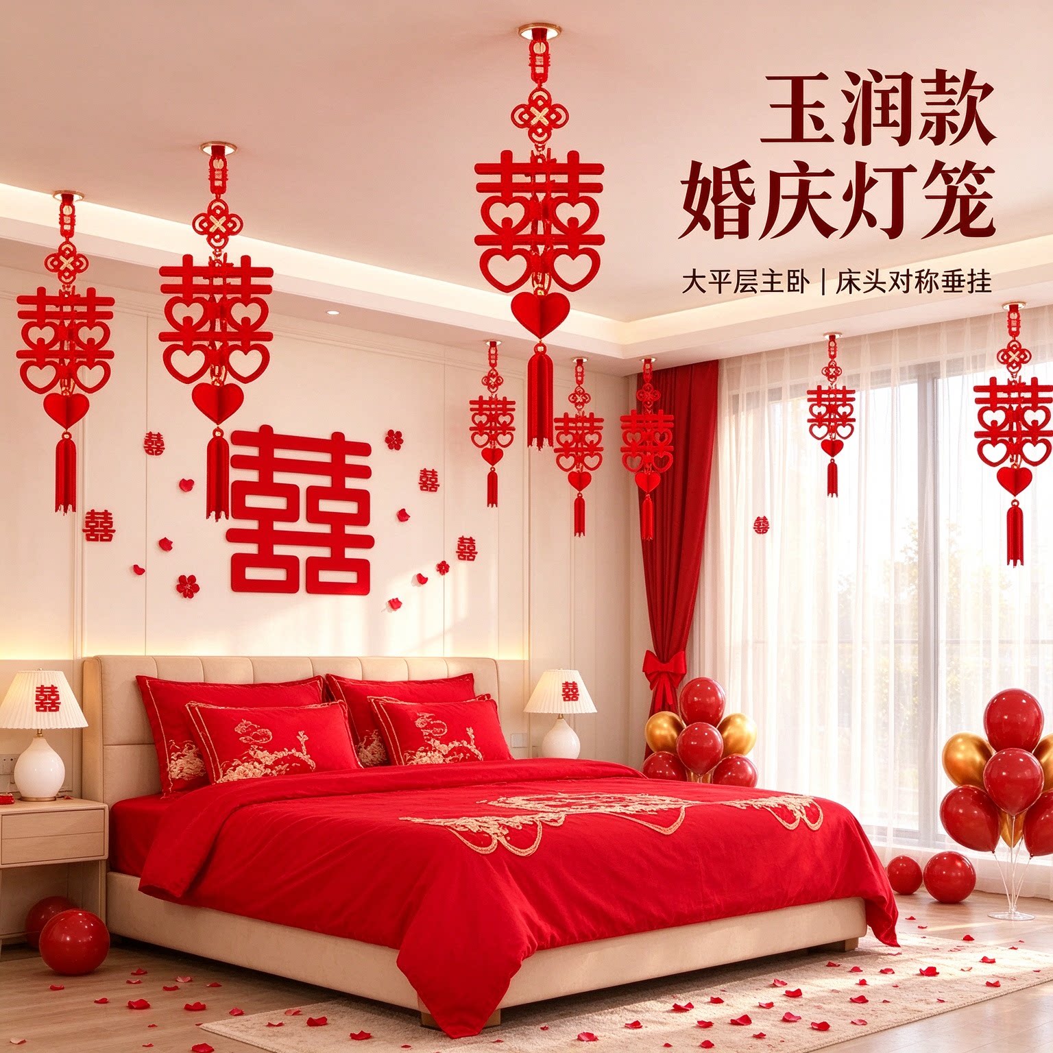婚庆灯笼结婚喜事婚礼婚房布置新房新人简单家用自己套装组合配齐