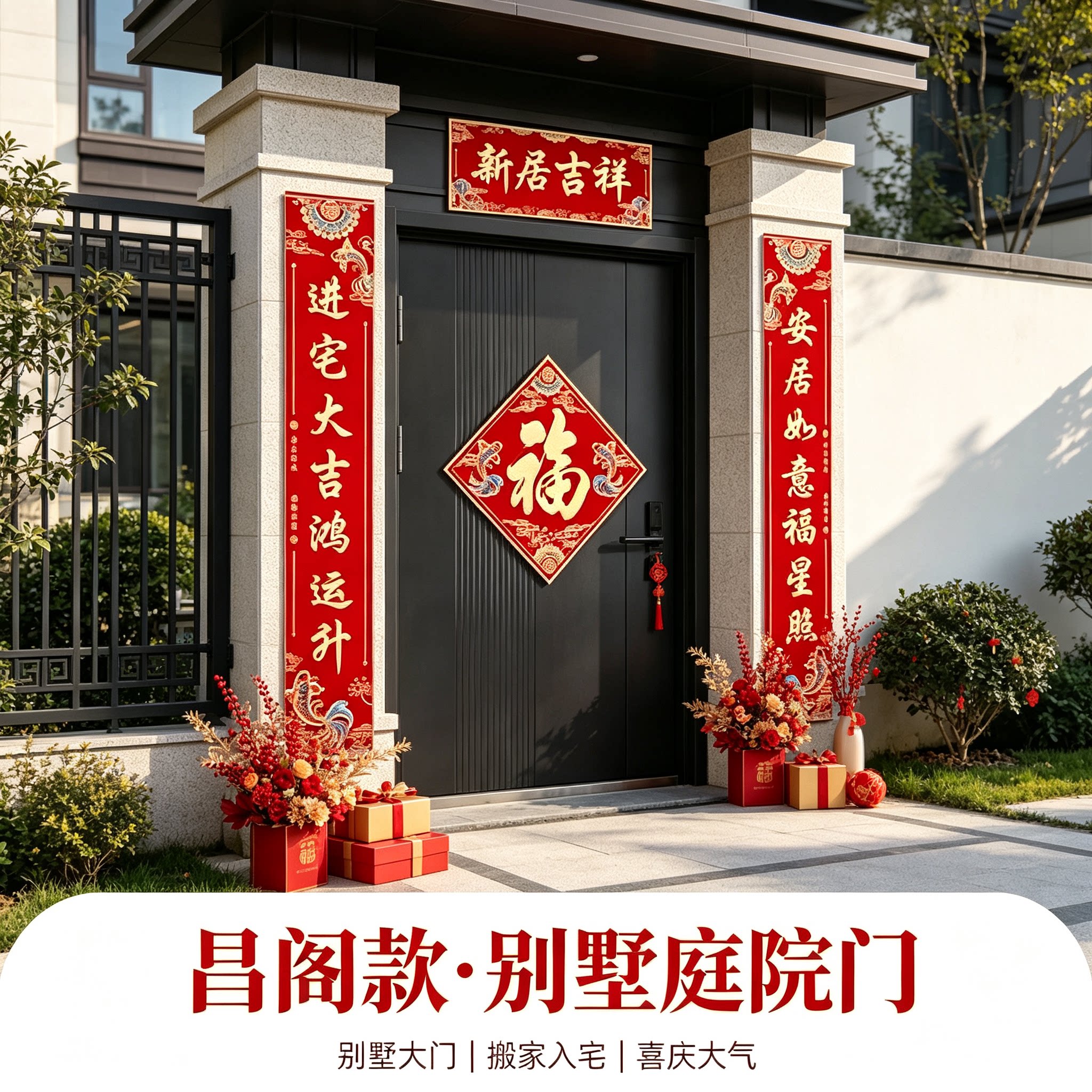 乔迁新居对联农村自建房门上贴1.3米套装搬家入宅仪式装饰用品