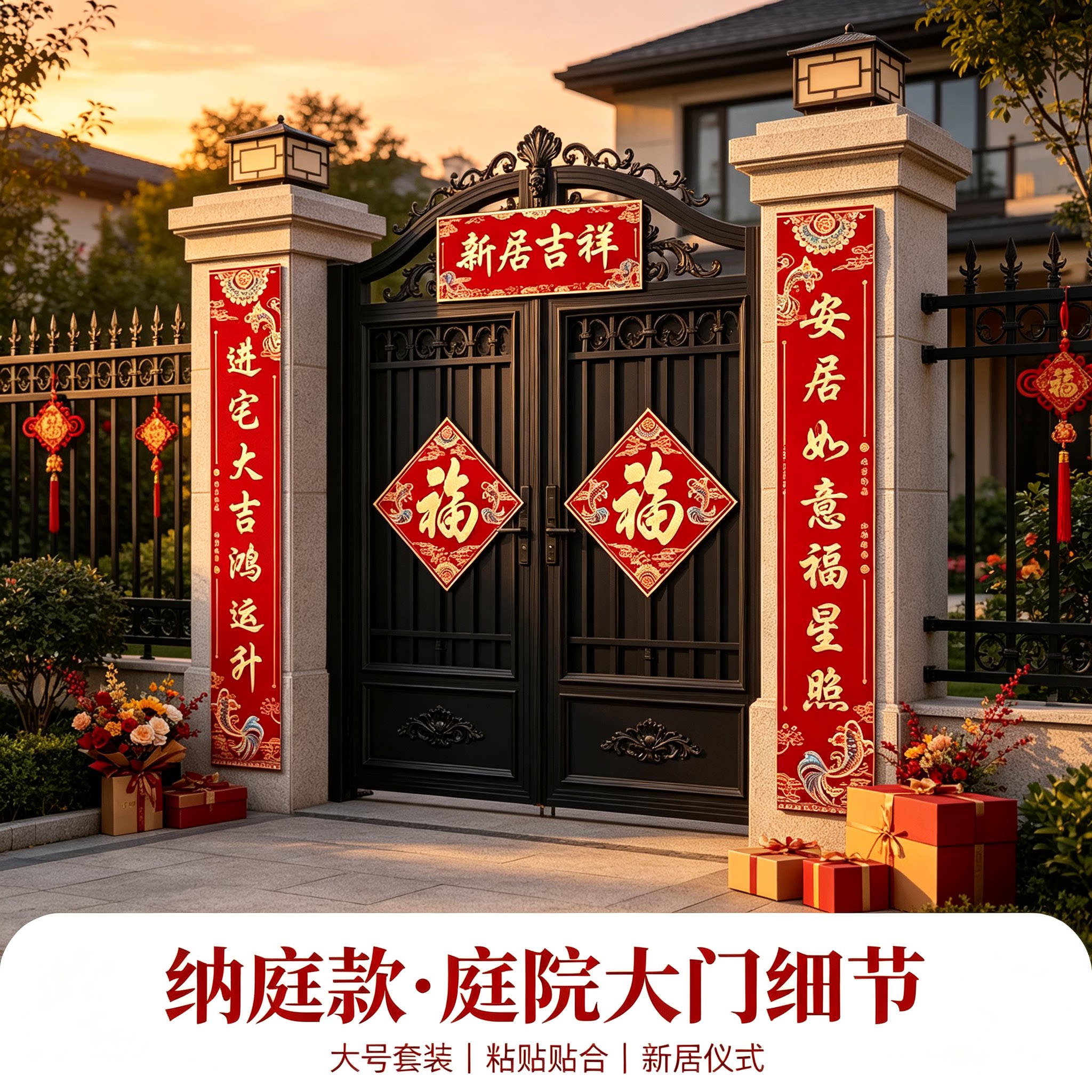 新房子乔迁对联农村自建房别墅大门大号套装进宅搬家仪式装饰用品