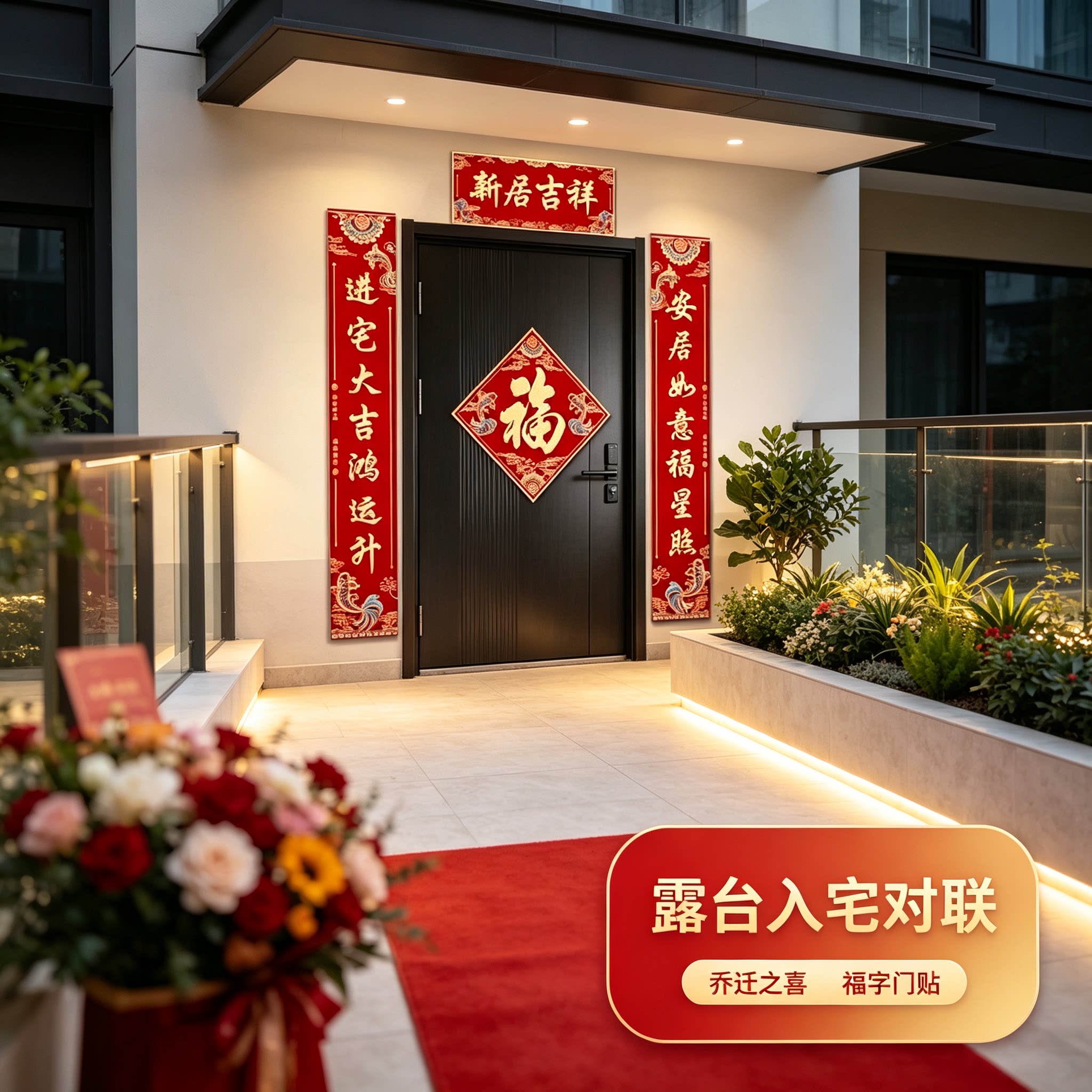 新房子乔迁之喜新居大门对联2026新款套装搬新家仪式装饰门贴