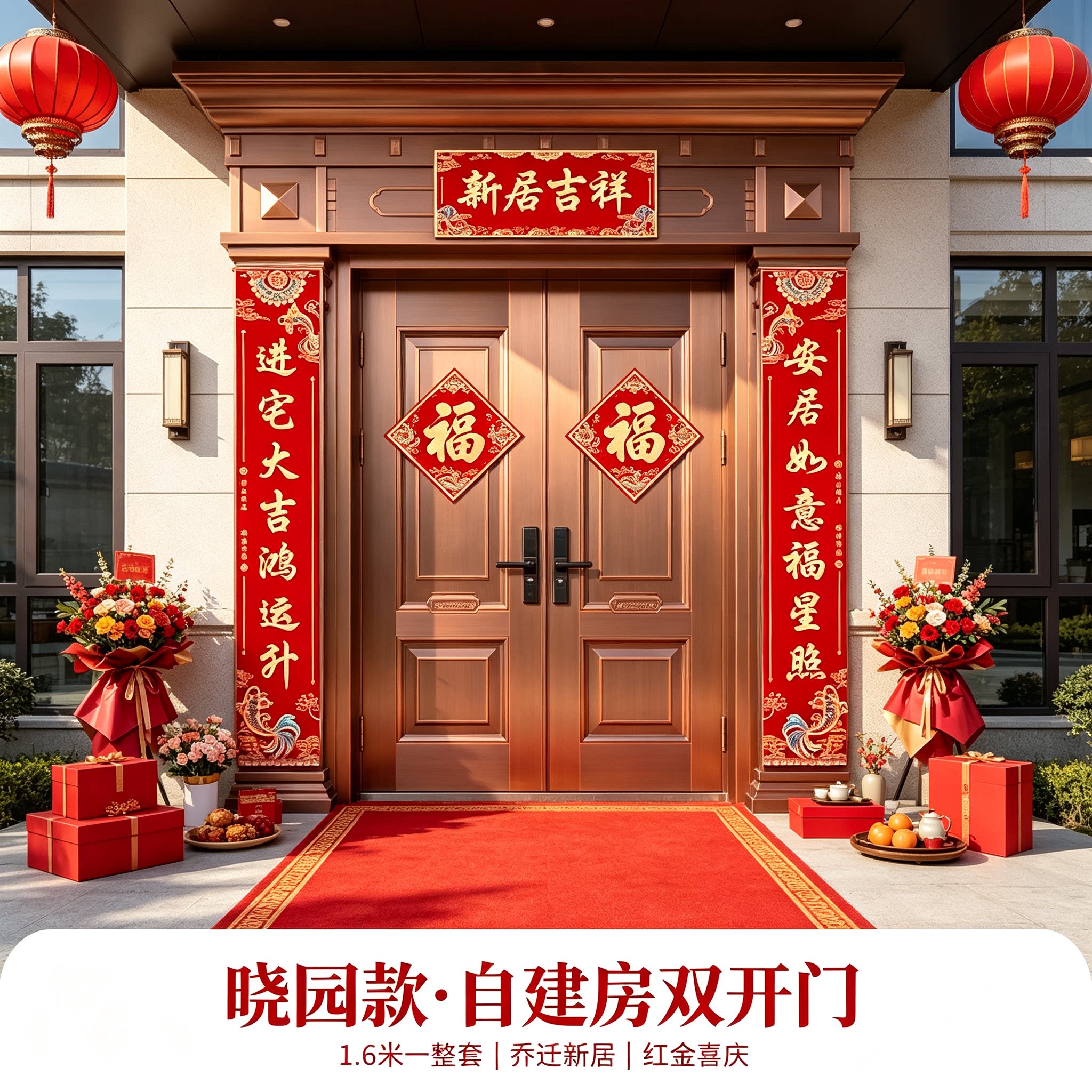 乔迁新居对联贴大门1.6米一整套新房搬家入宅仪式装饰布置用品