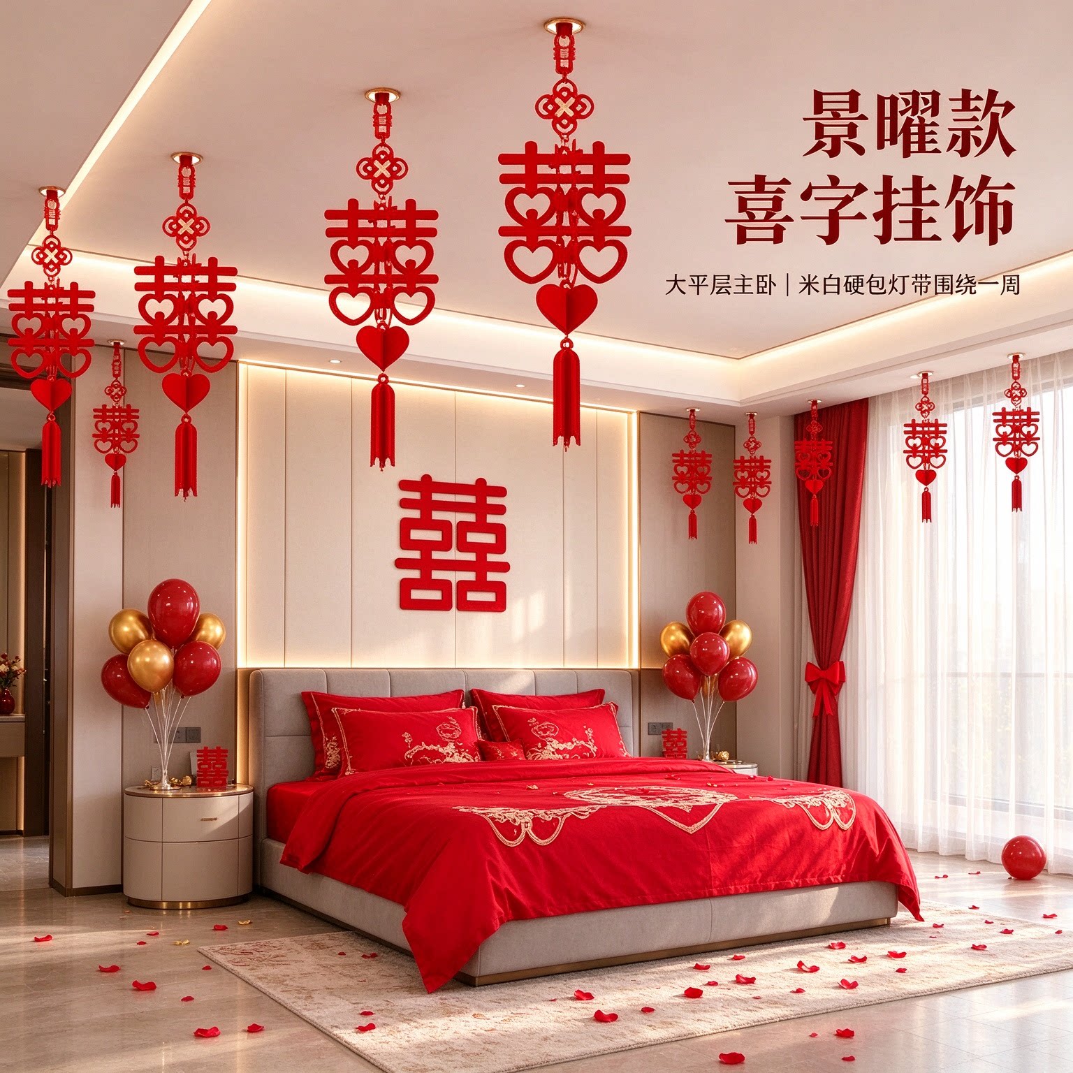 喜字挂饰婚庆用品结婚布置婚房新房婚礼喜事简单自己家用新人多款