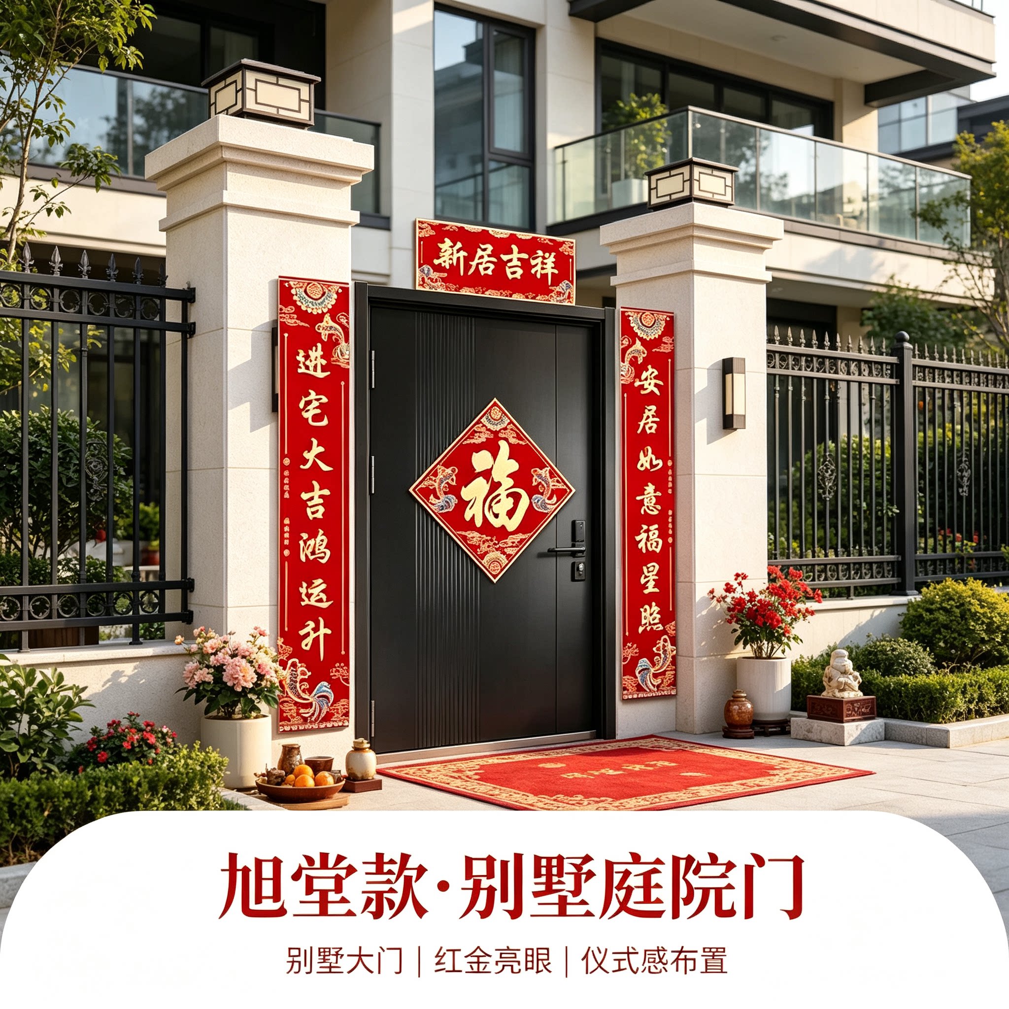 新房子乔迁之喜农村自建房入户门1.3米实用型入宅搬家装饰门贴